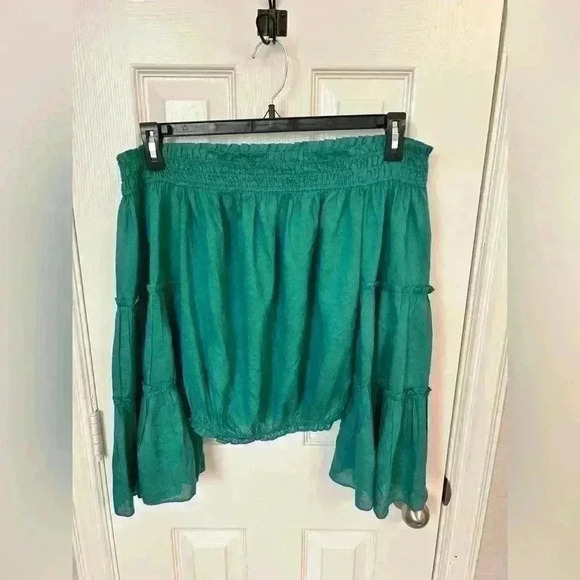 Free People Free Spirit Off Shoulder Cropped Blouse Top Size XS - Picture 5 of 5